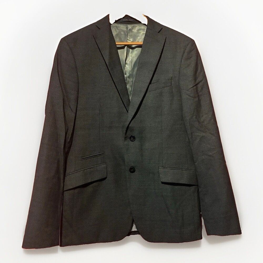 ZARA MAN Suit Collection Winter 2015 Blazer Mens 40 Charcoal Gray 2 Button